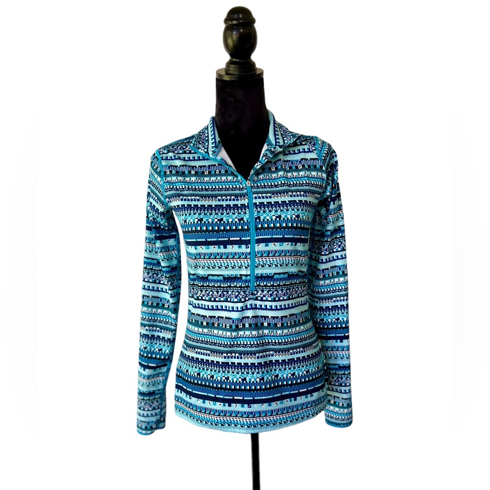 Nike Pro Dri-Fit Blue Stripe Half Zip Long Sleeve Pullover Size Medium
